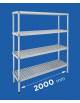 Scaffale per alimenti con montanti in alluminio e 4 ripiani forati in polietilene - cm 200x60x180h - Portata Kg 150 per piano