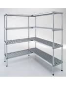 Scaffale per alimenti con montanti in alluminio e 4 ripiani forati in polietilene - cm 80x60x200h - Portata Kg 270 per piano