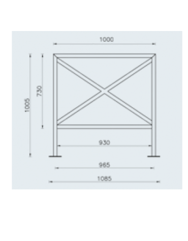 Barriera L.100 cm da tassellare, realizzata in acciaio zincato e verniciato - cm 108,5x100,5h