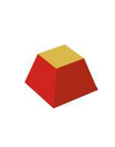 TRONCO PIRAMIDE MORBIDO BICOLORE IGNIFUGO IN CLASSE 1IM - cm base max 40x40 - base min 25x25 - cm 25 h - CONFORME AI CAM