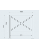 Barriera L.150 cm da tassellare, realizzata in acciaio zincato e verniciato - cm 150x100,5h