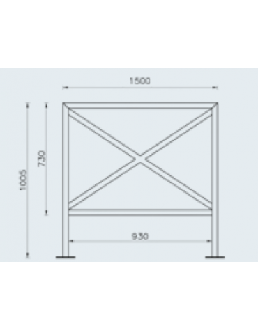 Barriera L.150 cm da tassellare, realizzata in acciaio zincato e verniciato - cm 150x100,5h