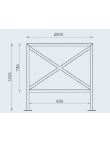 Barriera L. 200 cm da tassellare, realizzata in acciaio zincato e verniciato - cm 200x100,5h