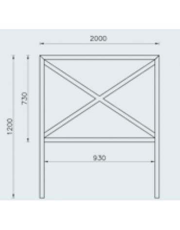 Barriera L.200 cm da inghisare, realizzata in acciaio zincato e verniciato - cm 200x120h