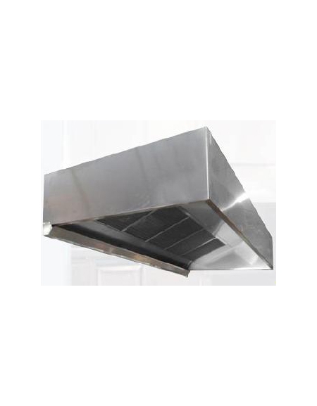 Cappa cubica con filtri a carboni attivi da parete cm.220x110x40 -  Profondità cm. 110 - Cappe cubiche professionali senza motore