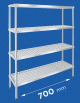 Scaffale per alimenti con montanti in acciaio inox e 4 ripiani forati in polietilene - cm 70x30x160h - Portata Kg 150 per piano