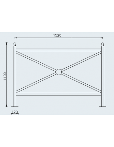 Barriera realizzata in acciaio zincato e verniciato con supporto di testa - da inghisare - cm 152x125,5h