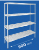 Scaffale per alimenti con montanti in acciaio inox e 4 ripiani forati in polietilene - cm 90x30x160h - Portata Kg 150 per piano