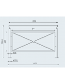 Barriera in acciaio zincato e verniciato cm 100, supporti e traverso in tubolare saldati tra loro. Da tassellare - cm 107,2x100h