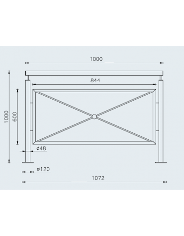Barriera in acciaio zincato e verniciato cm 100, supporti e traverso in tubolare saldati tra loro. Da tassellare - cm 107,2x100h