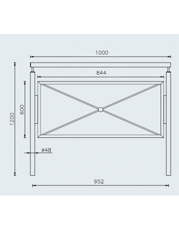 Barriera in acciaio zincato e verniciato, supporti e traverso in tubolare saldati tra di loro. Da inghisare - cm 100x120h