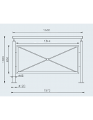 Barriera in acciaio zincato e verniciato cm 150, supporti e traverso in tubolare saldati tra loro. Da tassellare - cm 157,2x100h
