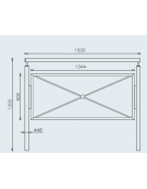 Barriera in acciaio zincato e verniciato cm 150, supporti e traverso in tubolare saldati tra loro. Da inghisare - cm 150x120h