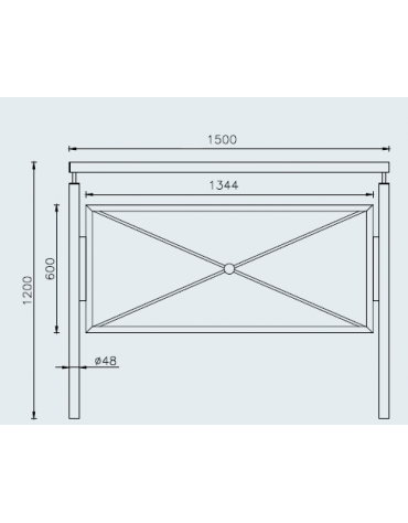 Barriera in acciaio zincato e verniciato cm 150, supporti e traverso in tubolare saldati tra loro. Da inghisare - cm 150x120h