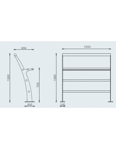 Barriera in acciaio zincato e verniciato con doppia funzione, protezione e seduta - cm 100x40,4x100h