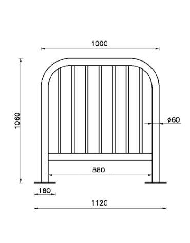 Barriera L.100 cm da tassellare, realizzata in acciaio zincato e verniciato - cm 112x106h
