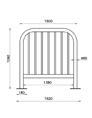 Barriera L.150 cm da tassellare, realizzata in acciaio zincato e verniciato - cm 162x106h