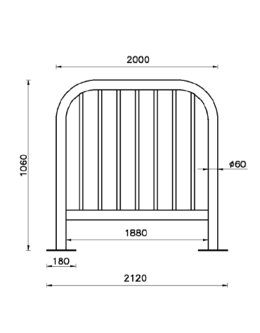 Barriera L.200 cm da tassellare, realizzata in acciaio zincato e verniciato - cm 212x106h