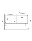 Barriera predisposta per pubblicità con due sostegni e due traversi in tubolare tondo, pannello con telaio - cm 225x142h