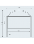 Barriera transenna parapedonale con 2 montanti e 1 arco superiore in tubolare d’acciaio. Da inghisare - cm 120x131h