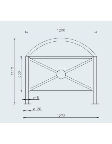 Barriera parapedonale con 2 montanti e 1 arco superiore in tubolare d’acciaio - Da tassellare - cm 120x111h