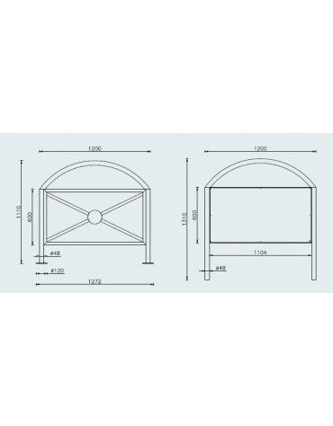 Barriera para pedonale con pannello pubblicitario in acciaio zincato - Da tassella o interrare - cm 120x110/131h