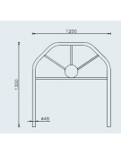 Barriera parapedonale con piegatura a freddo di tubo in acciaio zincato a caldo e verniciato. Da inghisare - cm 120x130h
