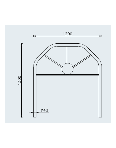 Barriera parapedonale con piegatura a freddo di tubo in acciaio zincato a caldo e verniciato. Da inghisare - cm 120x130h