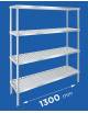 Scaffale per alimenti con montanti in acciaio inox e 4 ripiani forati in polietilene - cm 130x30x180h - Portata Kg 150 per piano