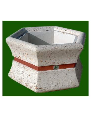 Fioriera esagonale per esterno in cemento calcestruzzo - colore Bianco travertino - cm 95x85x65h - Conforme ai CAM