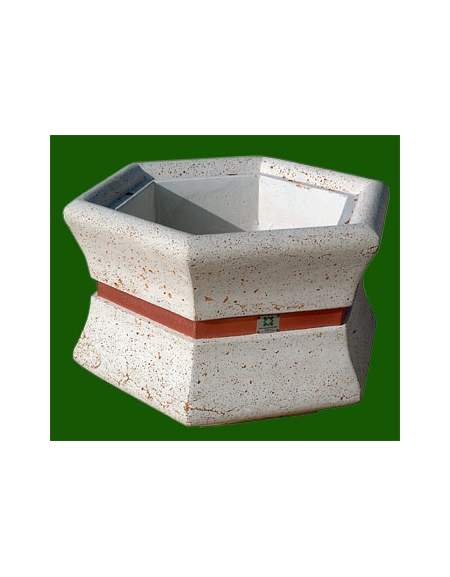 Fioriera esagonale per esterno in cemento calcestruzzo - colore Bianco travertino - cm 95x85x65h - Conforme ai CAM