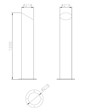 Dissuasore amovibile in acciaio inox realizzato in tubolare - inclusa boccola con chiave - cm Ø21,9x120h