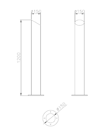 Dissuasore amovibile in acciaio inox realizzato in tubolare - inclusa boccola con chiave - cm Ø15x120h
