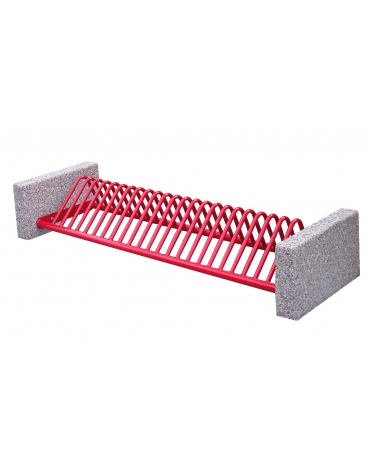 Portabici 7 posti composto da rastrelliera realizzata in acciaio zincato e verniciato e fianchi in cemento - cm 284,5x75,2x42h