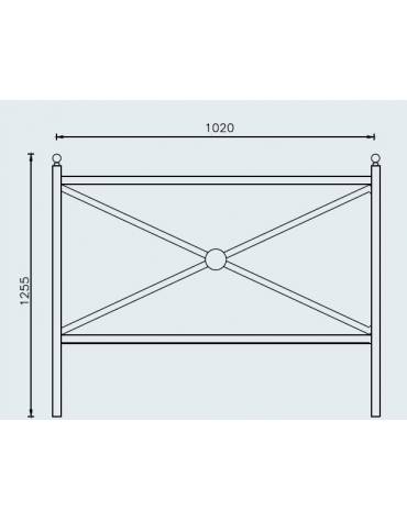 Barriera realizzata in acciaio zincato e verniciato con supporto di testa - da inghisare - cm 102x125,5h