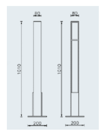 Dissuasore in acciaio zincato e verniciato, da tessellare. cm 8x80x101h