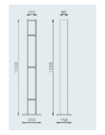 Dissuasore realizzato in piatto di acciaio zincato e verniciato - da inghisare - cm 8x10x100h