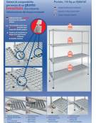 Scaffale per alimenti con montanti in acciaio inox e 4 ripiani forati in polietilene - cm 190x60x180h - Portata Kg 150 per piano