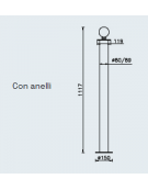 Dissuasore in tubolare di acciaio zincato e verniciato, con piastra e anelli cm Ø8x111,7h.