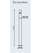 Dissuasore in tubolare di acciaio zincato e verniciato, con piastra, senza anelli - da tassellare -cm Ø8x111,7h.