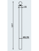 Dissuasore in tubolare di acciaio zincato e verniciato, senza piastra e con anelli. Da inghisare - cm Ø9x131,7h.