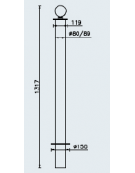 Dissuasore in tubolare di acciaio zincato e verniciato, con piastra e con anelli - Da inghisare - cm Ø9x131,7h