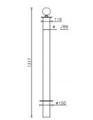 Dissuasore amovibile in tubolare di acciaio zincato e verniciato, con boccola per lucchetto senza anelli - cm Ø9x131,7h