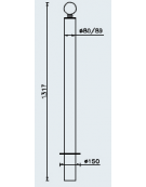Dissuasore amovibile in tubolare di acciaio zincato e verniciato, completo di boccola con chiave - cm Ø9x131,7h