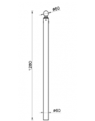 Dissuasore realizzato in tubolare di acciaio Ø60 mm, senza anelli, da inghisare - cm Ø6x128h