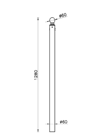 Dissuasore realizzato in tubolare di acciaio Ø60 mm, senza anelli, da inghisare - cm Ø6x128h