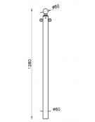 Dissuasore in tubolare di acciaio zincato e verniciato, con anelli - Amovibile - cm Ø6x128h
