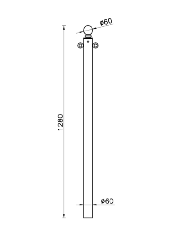 Dissuasore in tubolare di acciaio zincato e verniciato, con anelli - Amovibile - cm Ø6x128h