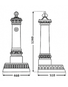 Fontana con struttura in ghisa, completa di rubinetto in ottone e caditoia in ghisa - cm 51x46x124h