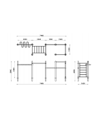 Stazione fitness realizzato in acciaio zincato e verniciato con attrezzi per il rafforzamento muscolare - cm 749,5x175x299h